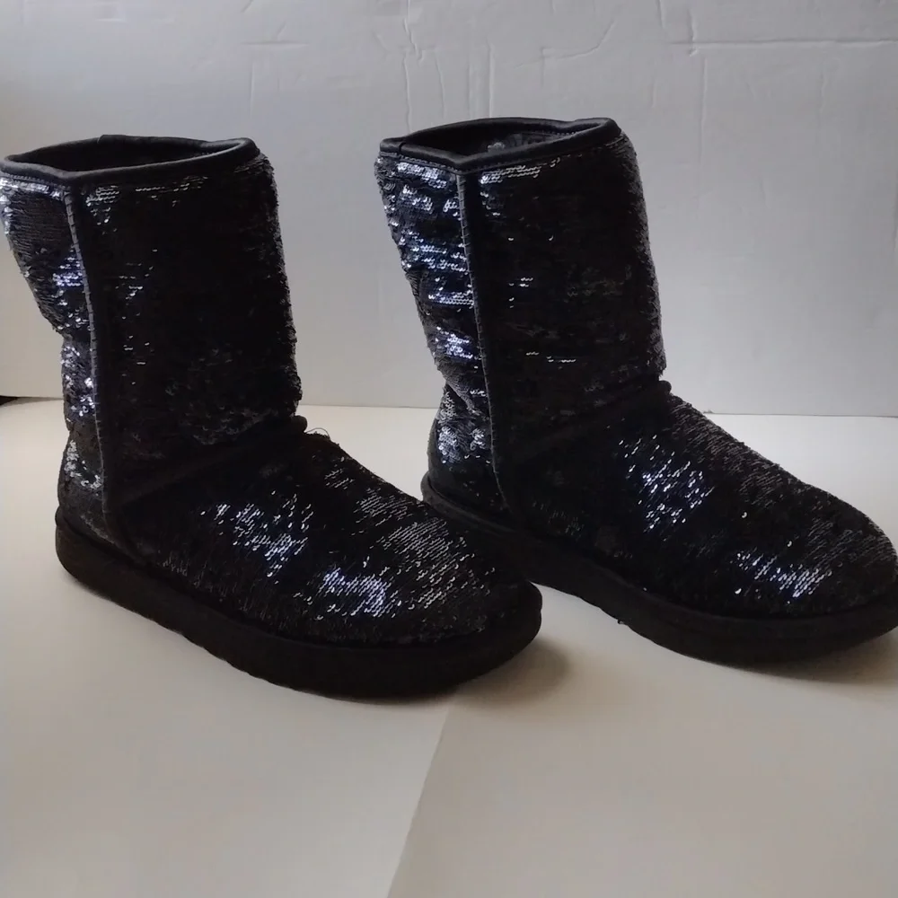 UGG Classic Cosmos Sequin Black  Women's Booties 7